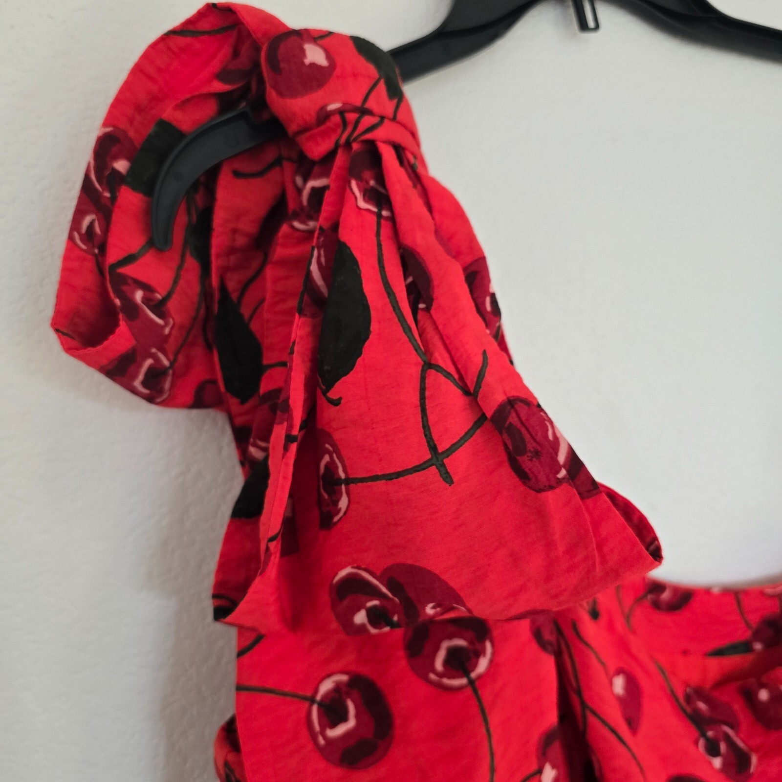 Anthropologie Maeve Cherry Print One-Shoulder Mini Dress Size 12